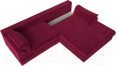 Диван угловой Лига Диванов Пекин правый (микровельвет бордовый)