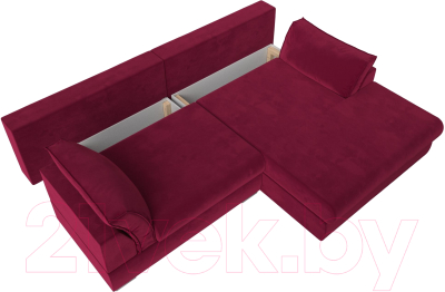 Диван угловой Лига Диванов Пекин правый (микровельвет бордовый)