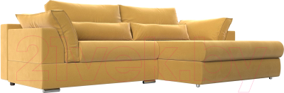 Диван угловой Лига Диванов Пекин правый (микровельвет желтый) - фото