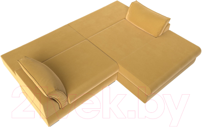 Диван угловой Лига Диванов Пекин правый (микровельвет желтый)