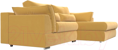 Диван угловой Лига Диванов Пекин правый (микровельвет желтый)