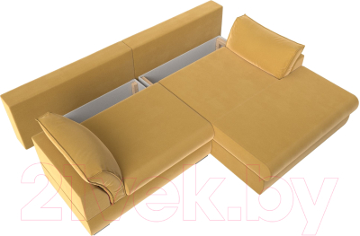 Диван угловой Лига Диванов Пекин правый (микровельвет желтый)