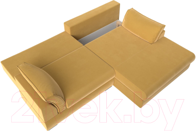 Диван угловой Лига Диванов Пекин правый (микровельвет желтый)