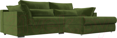 Диван угловой Лига Диванов Пекин правый (микровельвет зеленый) - фото