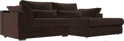 Диван угловой Лига Диванов Пекин правый (микровельвет коричневый) - фото