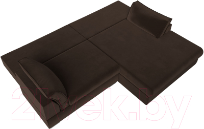 Диван угловой Лига Диванов Пекин правый (микровельвет коричневый)