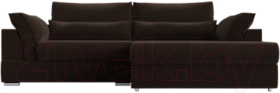 Диван угловой Лига Диванов Пекин правый (микровельвет коричневый)