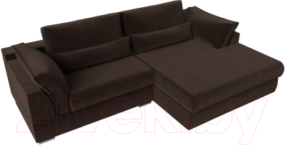 Диван угловой Лига Диванов Пекин правый (микровельвет коричневый)
