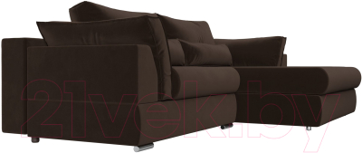 Диван угловой Лига Диванов Пекин правый (микровельвет коричневый)