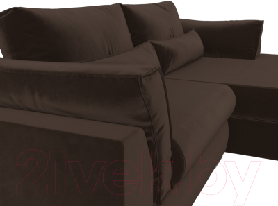 Диван угловой Лига Диванов Пекин правый (микровельвет коричневый)