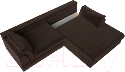 Диван угловой Лига Диванов Пекин правый (микровельвет коричневый)