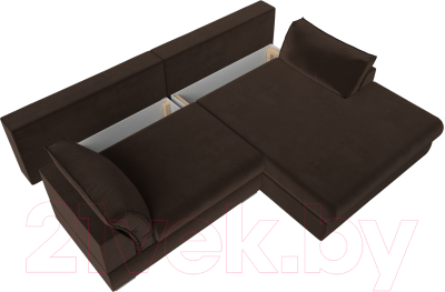 Диван угловой Лига Диванов Пекин правый (микровельвет коричневый)
