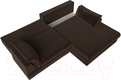Диван угловой Лига Диванов Пекин правый (микровельвет коричневый)
