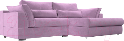 Диван угловой Лига Диванов Пекин правый (микровельвет сиреневый) - фото