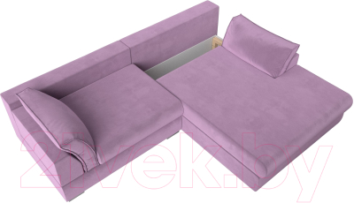 Диван угловой Лига Диванов Пекин правый (микровельвет сиреневый)