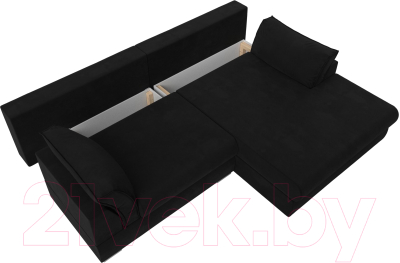 Диван угловой Лига Диванов Пекин правый (микровельвет черный)