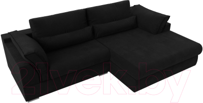 Диван угловой Лига Диванов Пекин правый (микровельвет черный)