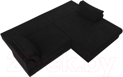 Диван угловой Лига Диванов Пекин правый (микровельвет черный)