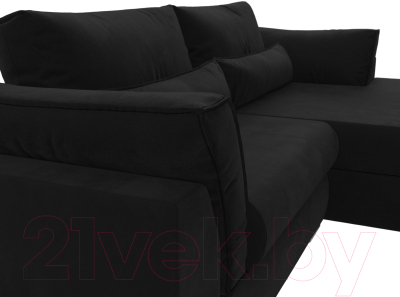 Диван угловой Лига Диванов Пекин правый (микровельвет черный)