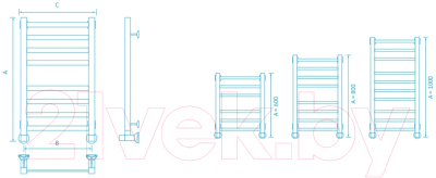 Полотенцесушитель водяной Маргроид Вид 81/10 Профильный 100x50 (перекладины 30x10, черный матовый)