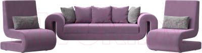 Комплект мягкой мебели Лига Диванов Волна набор 1 (микровельвет сиреневый) - фото