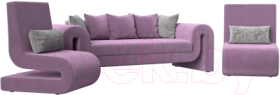 Комплект мягкой мебели Лига Диванов Волна набор 1 (микровельвет сиреневый)