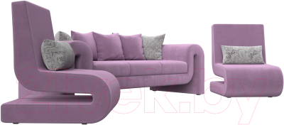 Комплект мягкой мебели Лига Диванов Волна набор 1 (микровельвет сиреневый)
