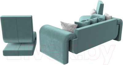 Комплект мягкой мебели Лига Диванов Волна набор 1 (велюр бирюзовый)