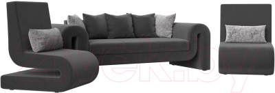 Комплект мягкой мебели Лига Диванов Волна набор 1 (велюр серый)
