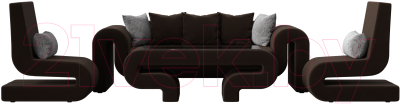 Комплект мягкой мебели Лига Диванов Волна набор 2 (микровельвет коричневый)