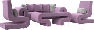 Комплект мягкой мебели Лига Диванов Волна набор 2 (микровельвет сиреневый) - фото