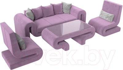 Комплект мягкой мебели Лига Диванов Волна набор 2 (микровельвет сиреневый)