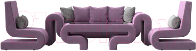 Комплект мягкой мебели Лига Диванов Волна набор 2 (микровельвет сиреневый)