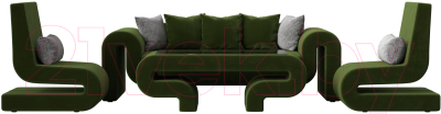 Комплект мягкой мебели Лига Диванов Волна набор 2 (микровельвет зеленый)