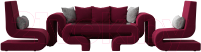 Комплект мягкой мебели Лига Диванов Волна набор 2 (микровельвет бордовый)