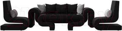 Комплект мягкой мебели Лига Диванов Волна набор 2 (микровельвет черный)