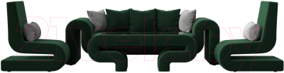 Комплект мягкой мебели Лига Диванов Волна набор 2 (велюр зеленый)