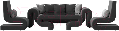 Комплект мягкой мебели Лига Диванов Волна набор 2 (велюр серый)