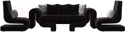 Комплект мягкой мебели Лига Диванов Волна набор 2 (велюр черный)