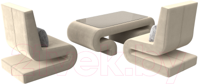 Комплект мягкой мебели Лига Диванов Волна набор 3 (микровельвет бежевый)