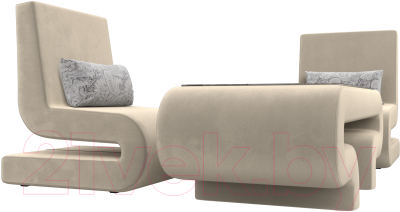Комплект мягкой мебели Лига Диванов Волна набор 3 (микровельвет бежевый)