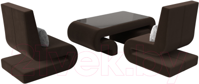 Комплект мягкой мебели Лига Диванов Волна набор 3 (микровельвет коричневый)
