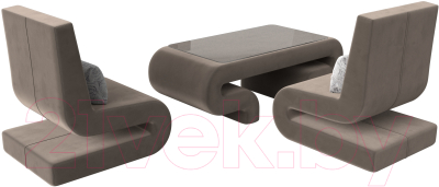 Комплект мягкой мебели Лига Диванов Волна набор 3 (велюр коричневый)