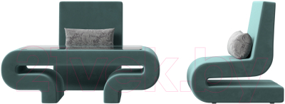 Комплект мягкой мебели Лига Диванов Волна набор 3 (велюр бирюзовый)