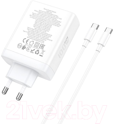 Зарядное устройство сетевое Hoco N31 + кабель Type-C to Type-C - фото