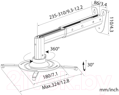 Кронштейн для проектора Cactus CS-VM-PR05B-AL