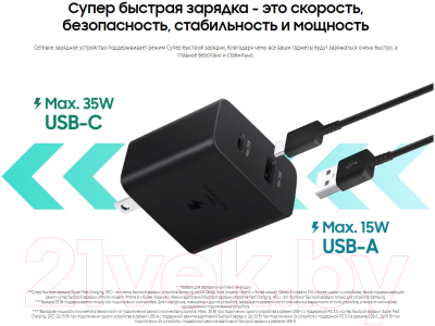 Адаптер питания сетевой Samsung EP-TA220NBEGRU