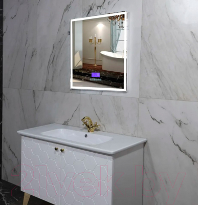 Зеркало Пекам Greta 80x90 / greta-80x90M (с подсветкой и многофункциональной панелью)