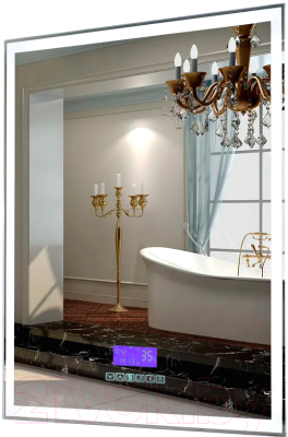 Зеркало Пекам Greta 80x90 / greta-80x90MP (с подсветкой, с многофункциональной панелью, подогрев) - фото