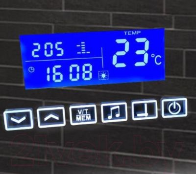 Зеркало Пекам Greta 80x90 / greta-80x90MP (с подсветкой, с многофункциональной панелью, подогрев)